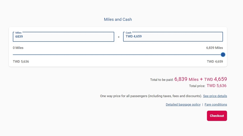 Select the miles to offset
